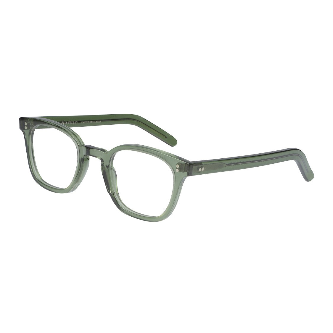 Kador Klassiko Translucent Green Square Frame Eyeglasses With Metallic Rivets