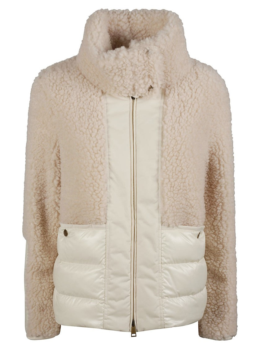 Moncler Glorieux Teddy Fleece Quilted Panel Jacket