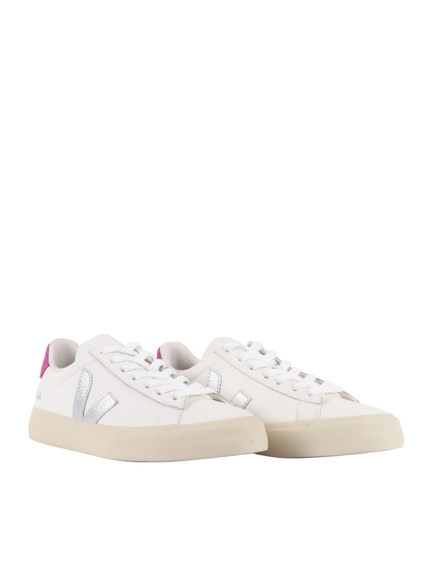 Veja White Silver Campo Leather Sneakers