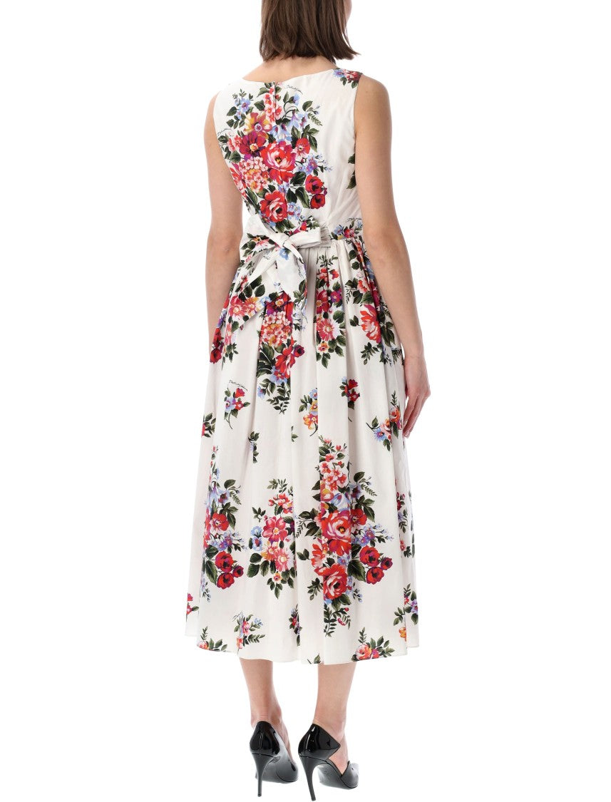 Dolce & Gabbana Floral Print Pleated Midi Dress