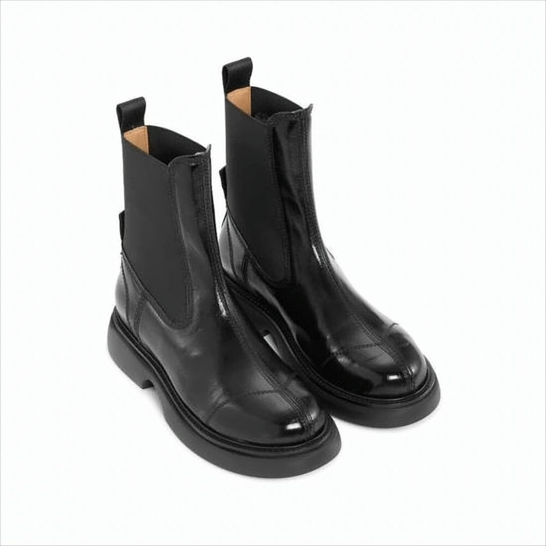 Ganni Sleek Black Boots With Cut-Out Detail And Elastic Panels