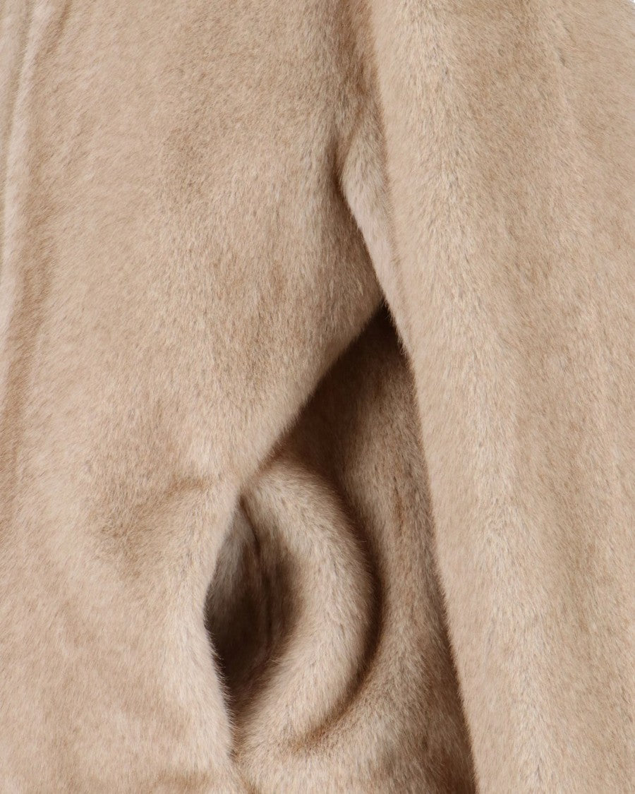 P.A.R.O.S.H. Faux Fur Hooded Jacket With Wide Sleeves And Cropped Silhouette