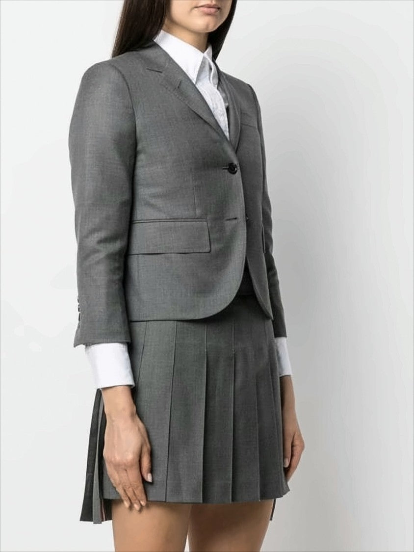 Thom Browne Tailored Grey Wool Blazer With Notched Lapel