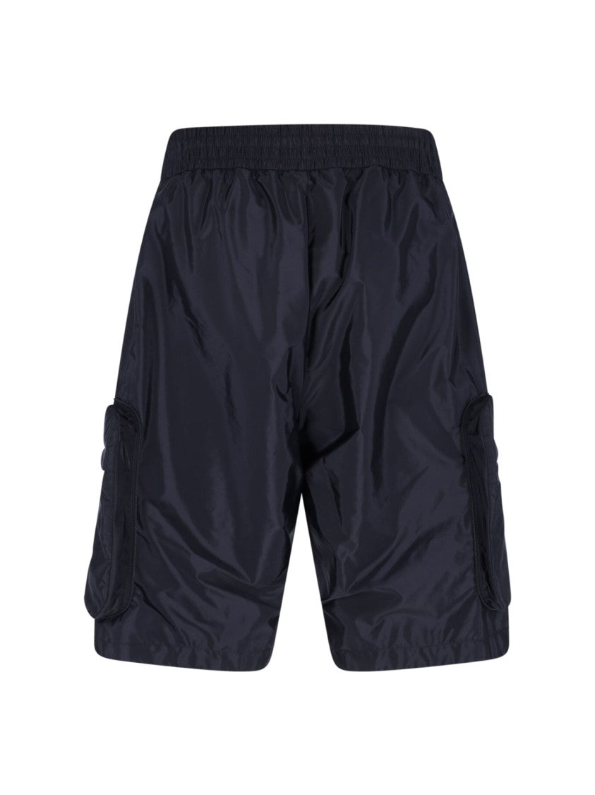 Moncler Genius Navy Nylon Cargo Shorts With Silver Logo Detail