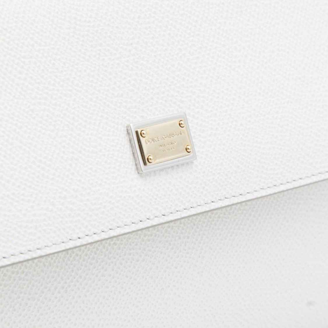 Dolce & Gabbana Sicily White Leather Top Handle Bag