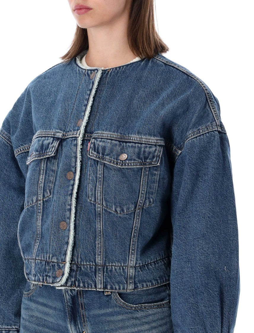 Levi's Cropped Denim Jacket With Collarless Neckline