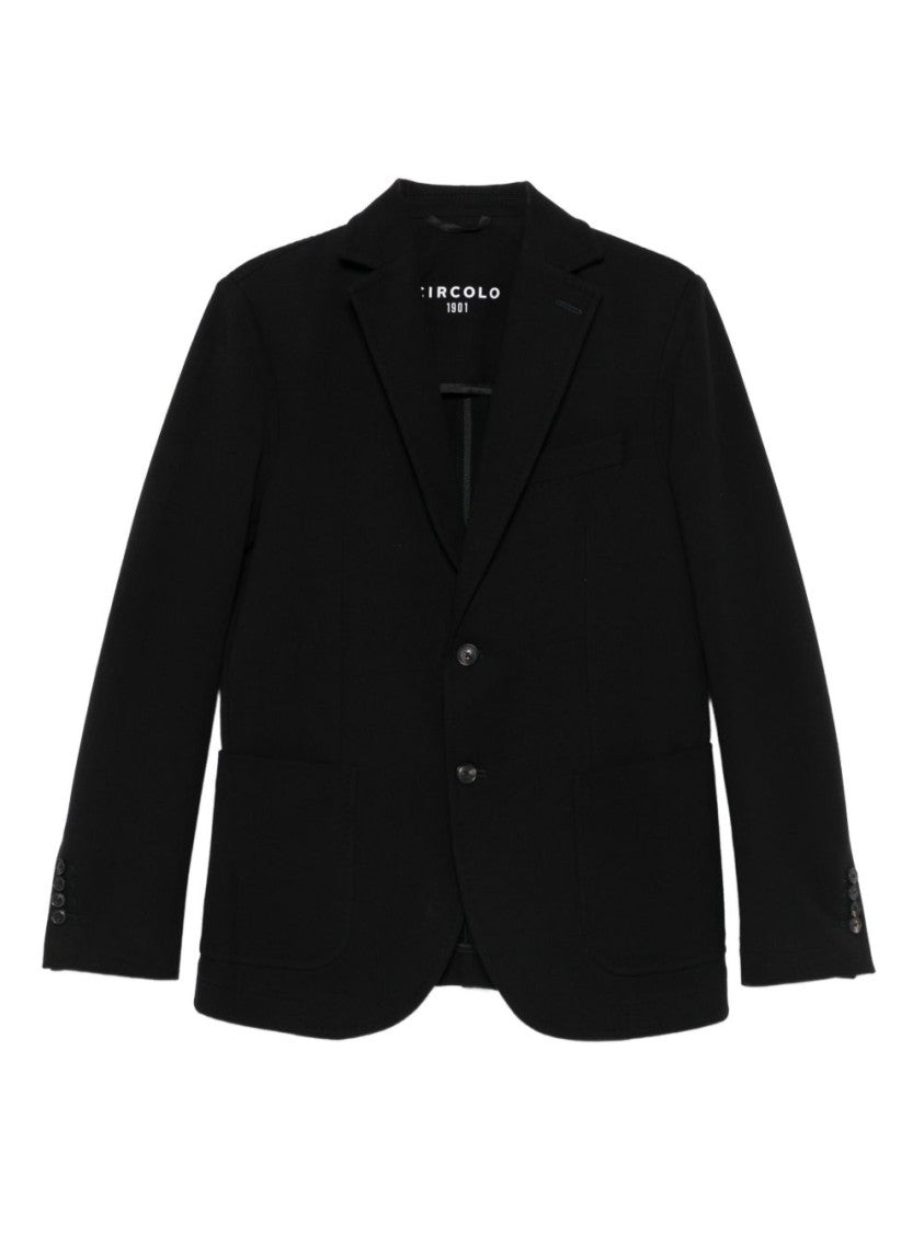 Circolo 1901 Tailored Black Blazer With Notched Lapel And Minimalist Design