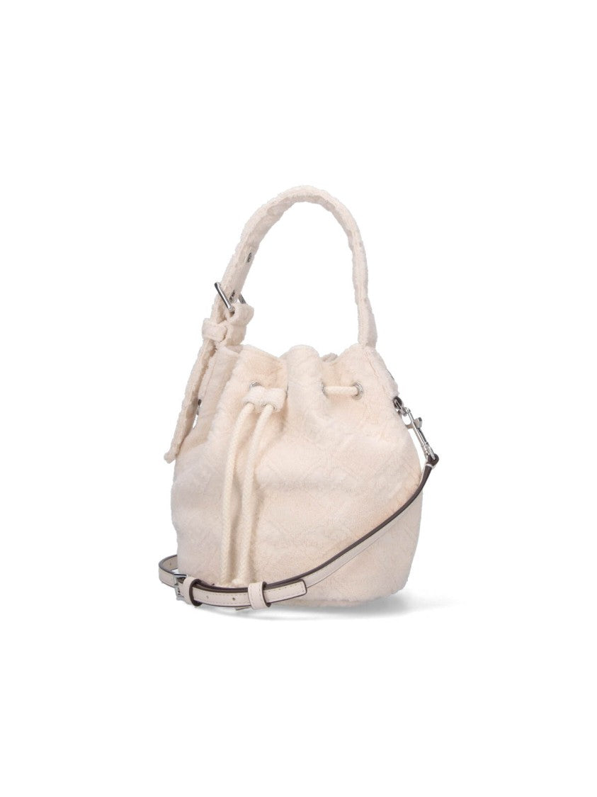 Tory Burch T Monogram Small Bucket Bag – White