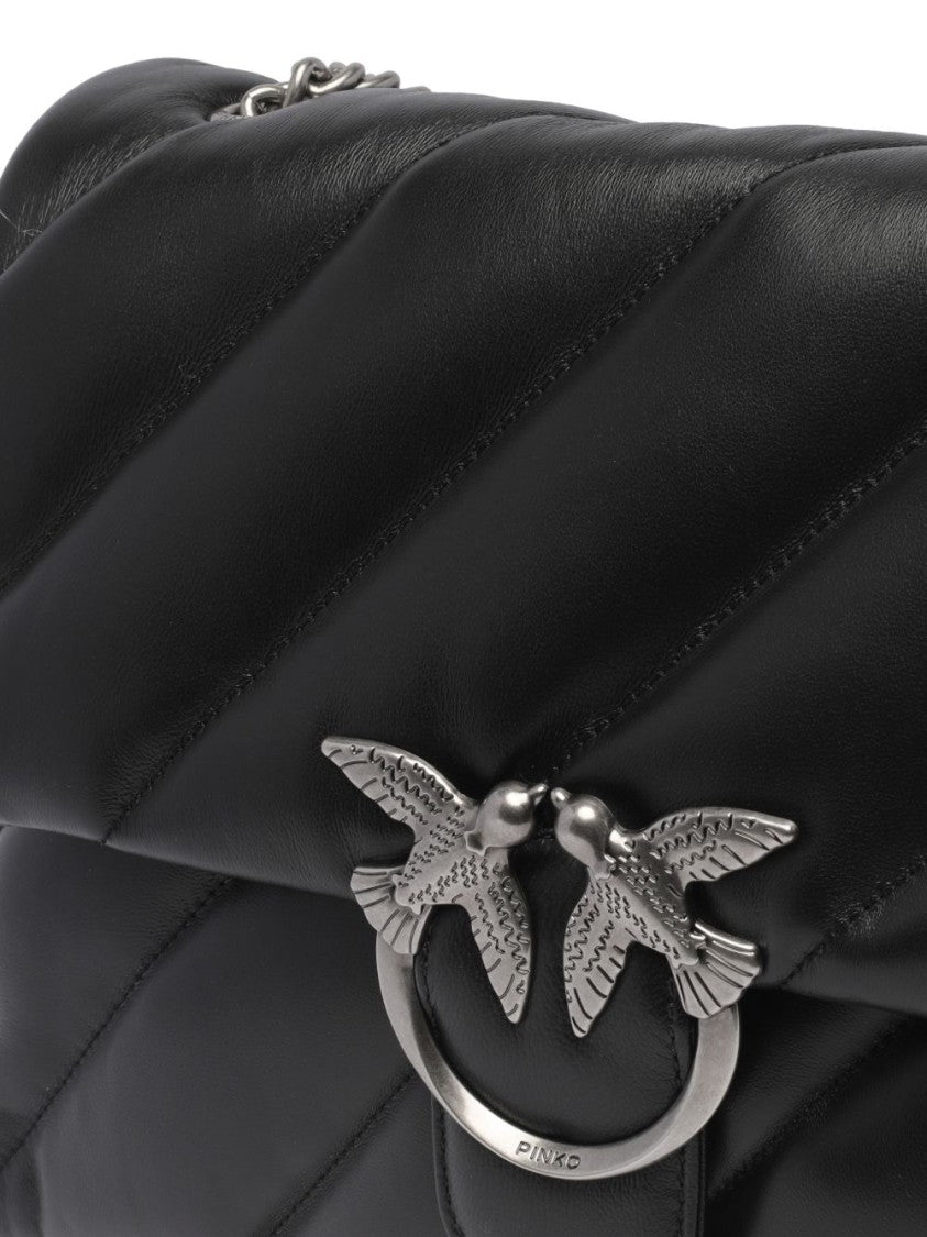 Pinko Black Quilted Metallic Bird Chain Bag