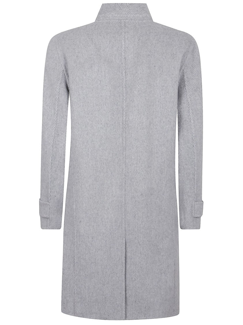 Eleventy Wool-Cashmere Blend Coat With Stand Collar