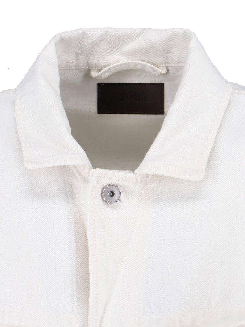 Lemaire White Cropped Trucker Cotton Jacket