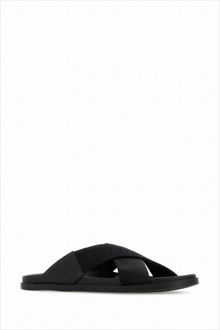 Givenchy Matte Black Mule Slipper With Crisscross Straps