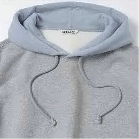Auralee Light Grey Hoodie With Contrasting Light Blue Hood