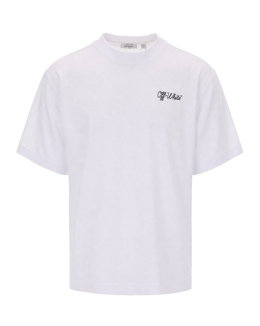 Off-White White Cotton Embroidered Oversized T-Shirt
