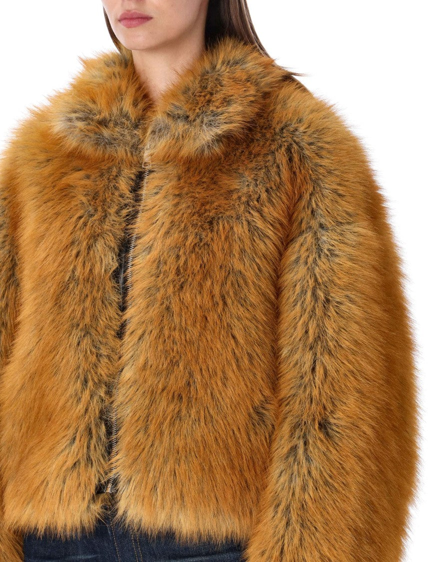 Sword Jacket Eco Faux High-Collar Cropped Faux Fur Jacket