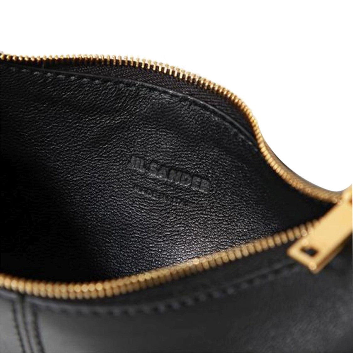 Jil Sander Chic Black Crescent Pouch With Gold-Tone Zipper