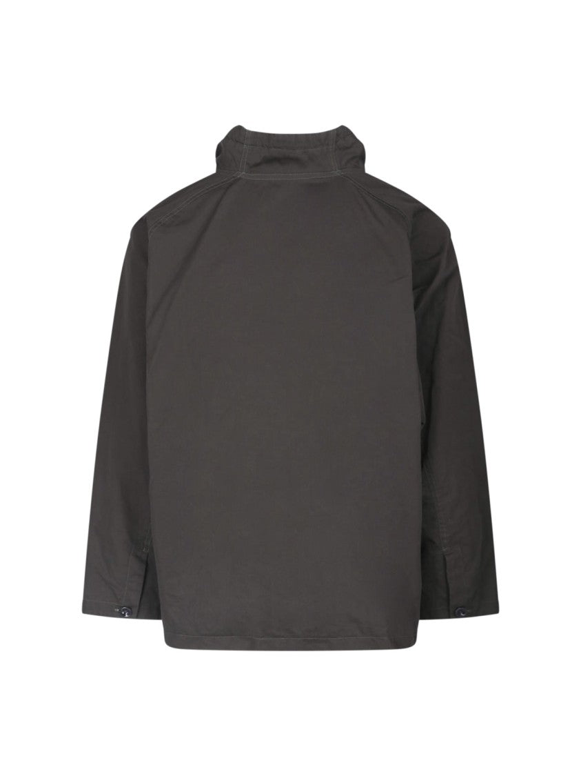 Lemaire Grey Funnel Neck Boxy Cropped Hooded Sweatshirt