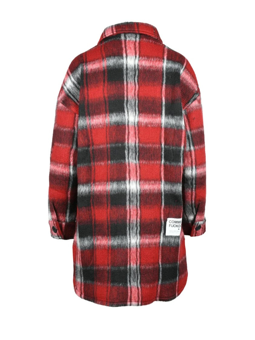 Comme Des Fuckdown* Black/Red Polyester Acetate Wool Shirt