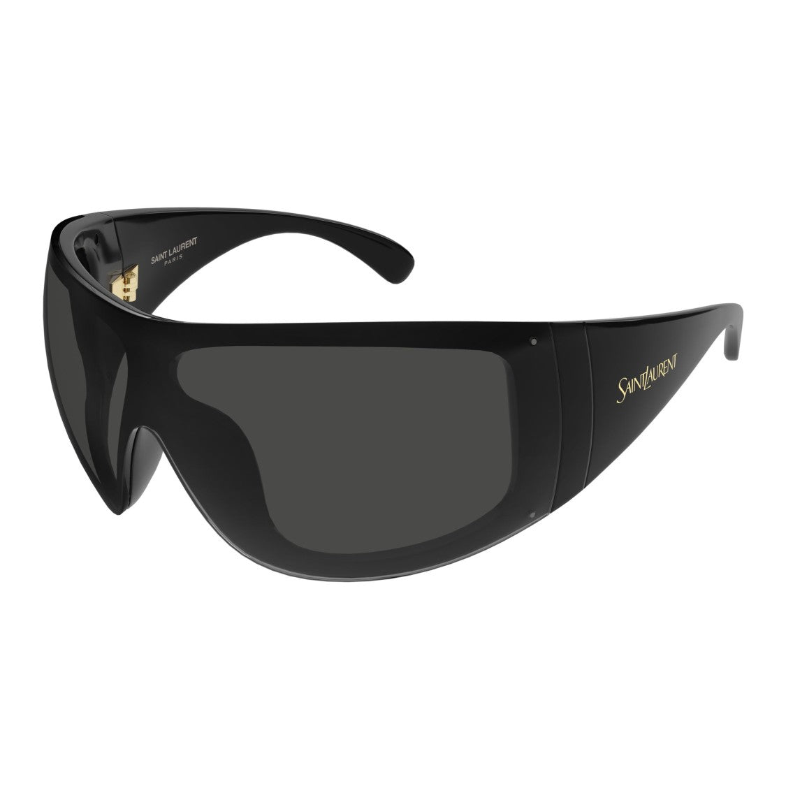 Saint Laurent Oversized Shield Sunglasses With Gold Logo Accents