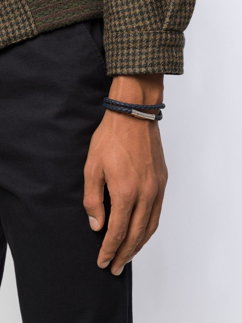 Tod's Braided Black Bracelet With Sleek Metallic Clasp