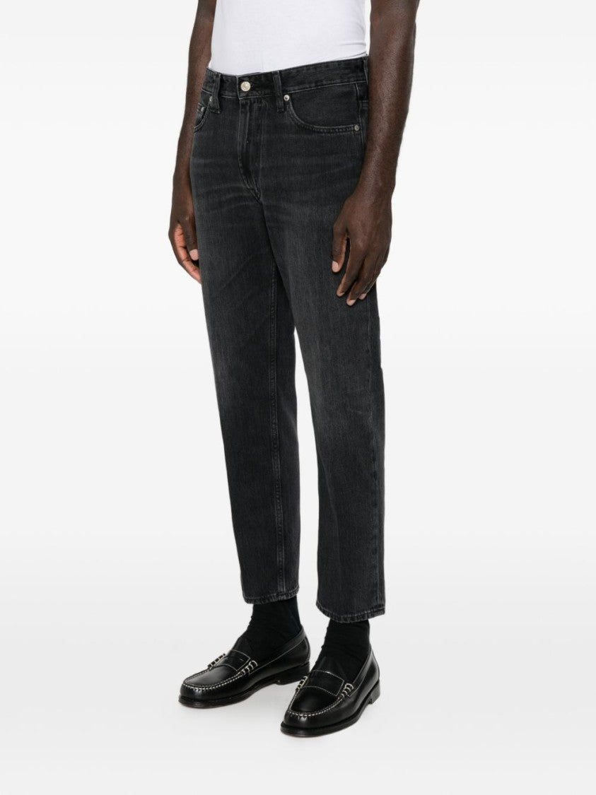 Cycle Cropped Black Straight-Leg Jeans