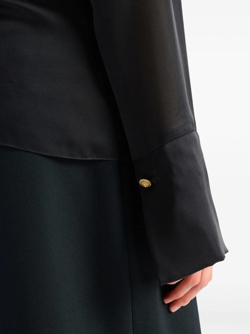 Balmain Black Silky Tie-Neck Shirt