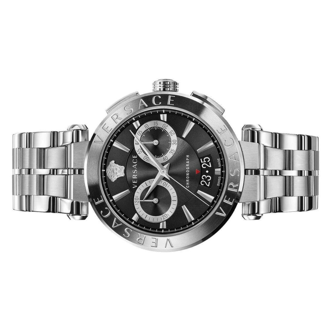 Versace Aion Chronograph In Stainless Steel With Black Dial And Swiss Movement