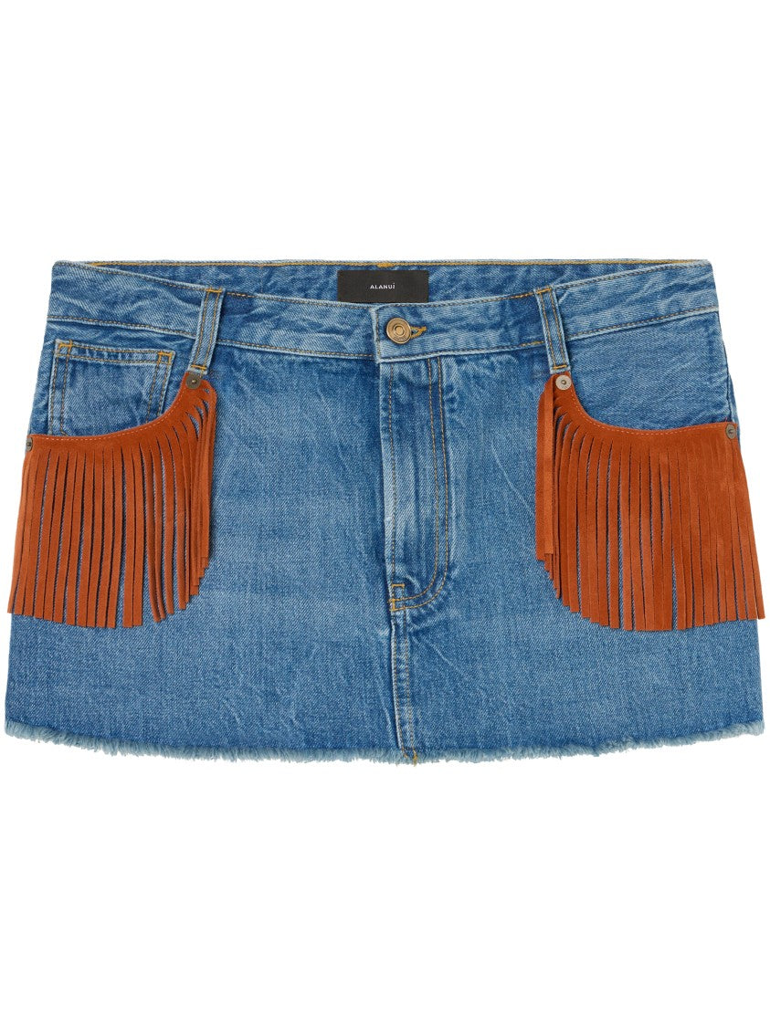 Alanui Denim Mini Skirt With Raw Hem