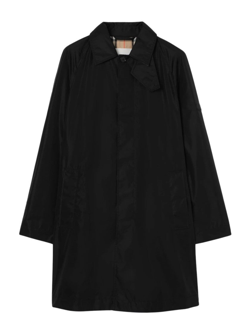 Burberry Black Nylon Check Lining Trench Coat