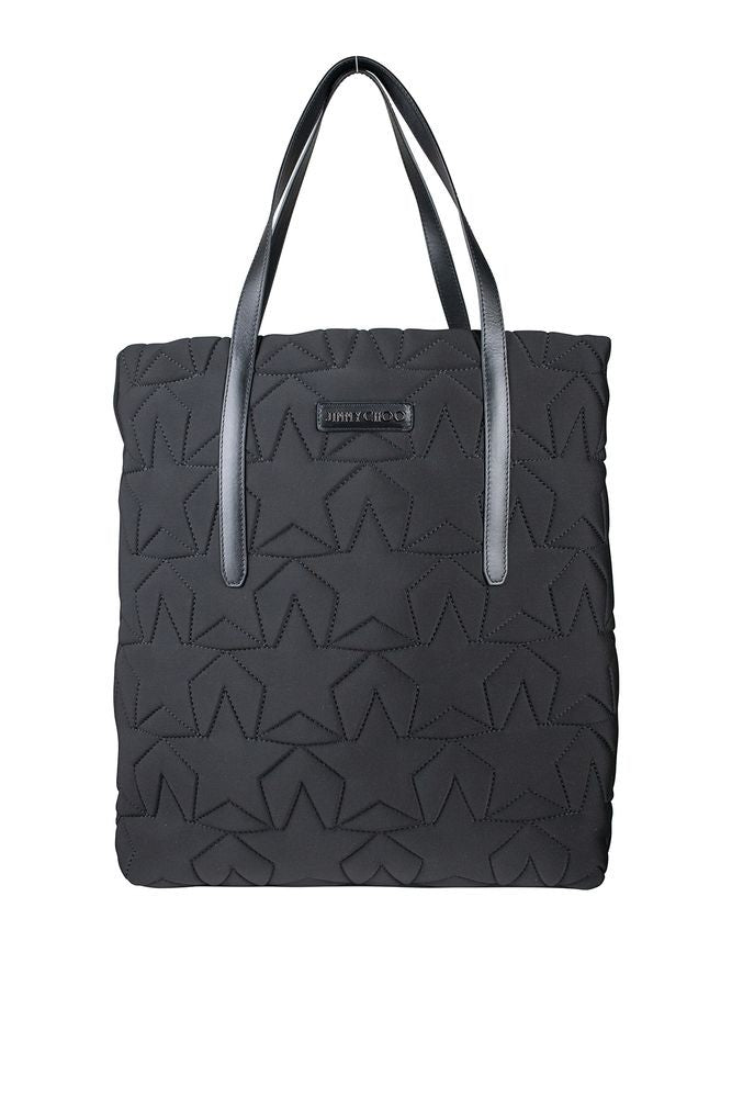 Jimmy Choo Star-Stitched Neoprene Tote Bag With Leather Straps