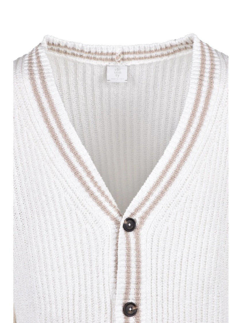 Eleventy White Cotton Men Cardigan