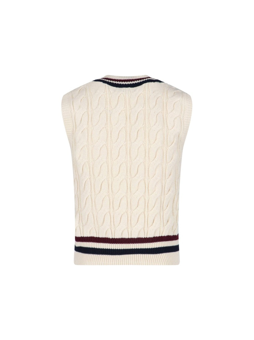 Céline "Triomphe" Vest Sweater Cream
