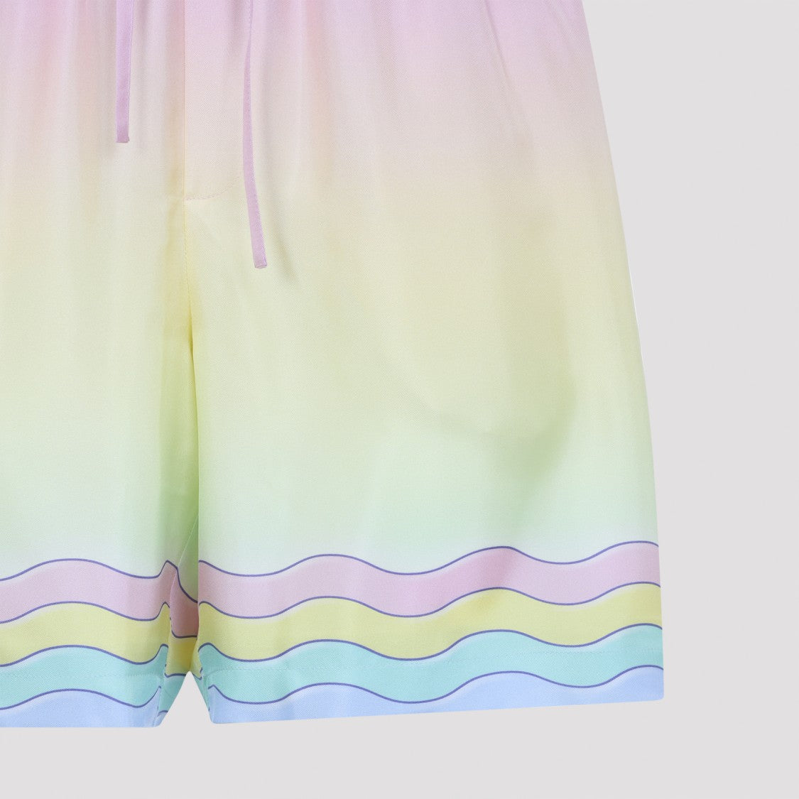Casablanca Pastel Gradient Silk Bermudas With Wavy Stripe Hem