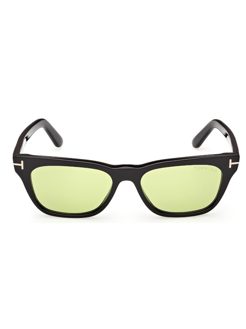 Tom Ford Rectangular Black Sunglasses With Light Green Tinted Lenses