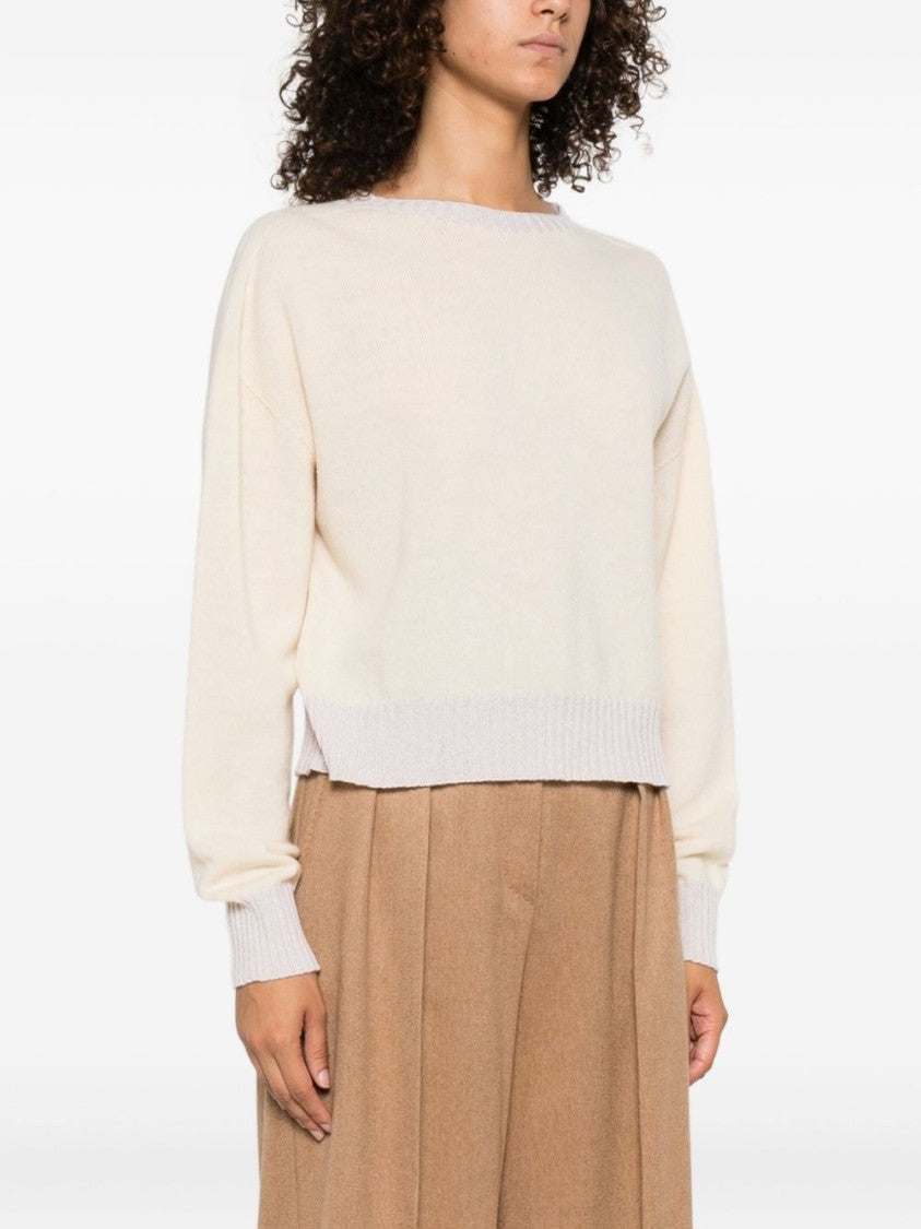 Twin-Set Boat Neck Sweater In Soft Wool-Cashmere Blend