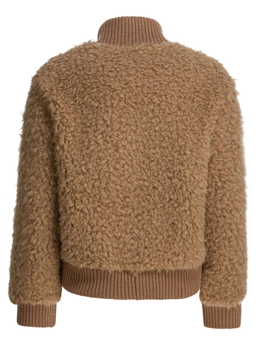 Thelaurent Cropped Beige Jacket With Textured Wool-Cashmere Blend