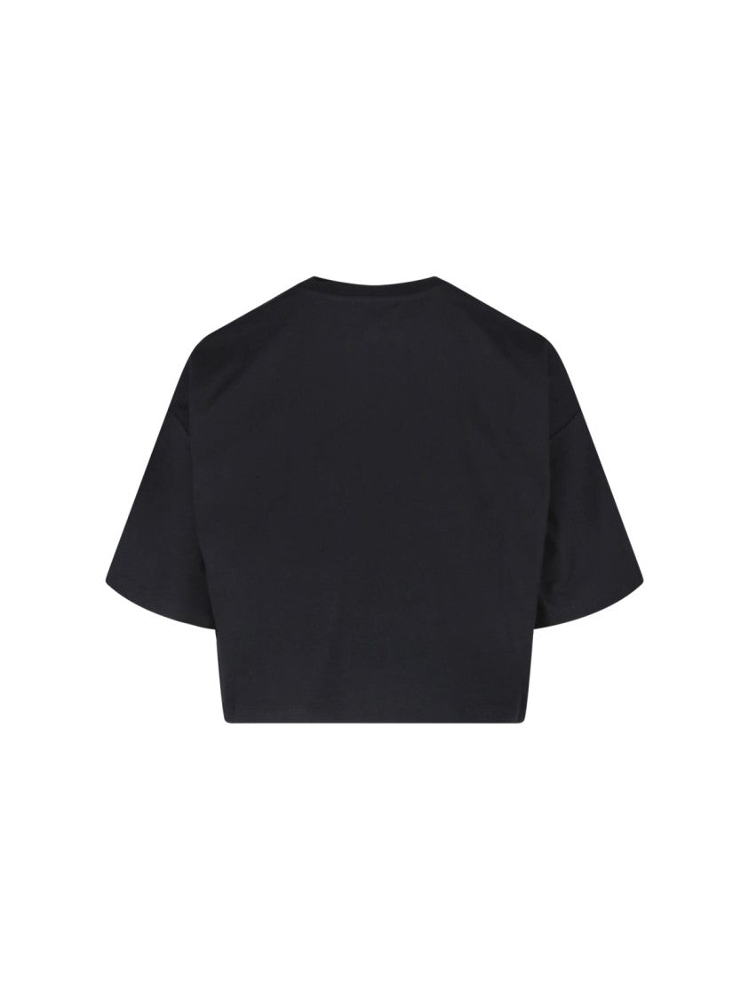 Balmain Black Crop Logo Cotton T-Shirt
