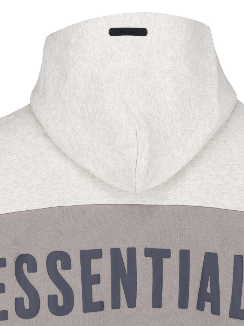 Fear Of God Essentials Light Grey Cotton Contrast Logo Hoodie