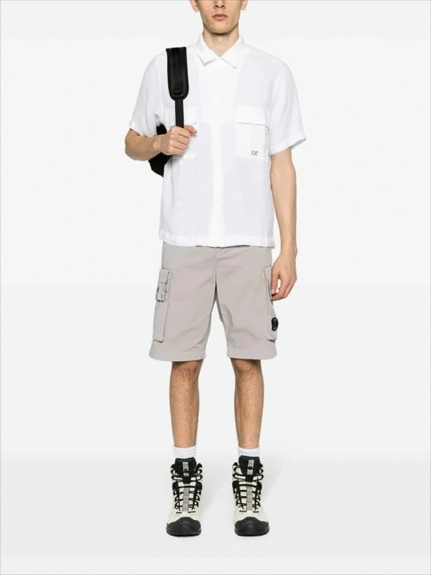 C.P. Company Short-Sleeved Linen Shirt With Classic Collar