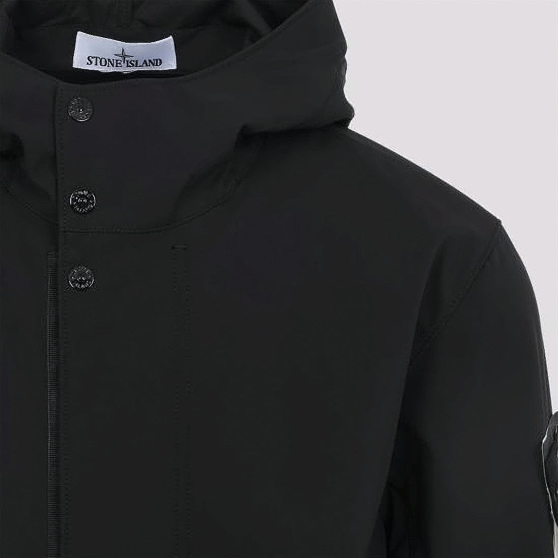 Stone Island Black Jacket With Hood
