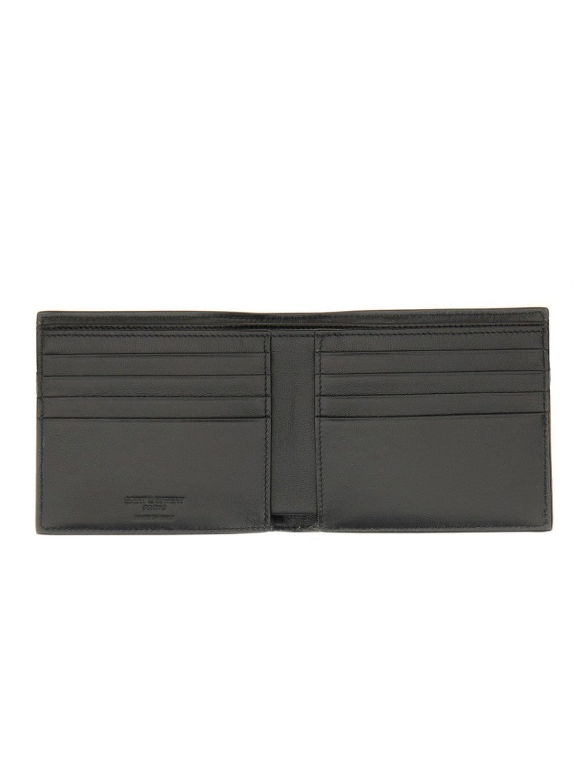 Saint Laurent Textured Crocodile Pattern Bifold Wallet