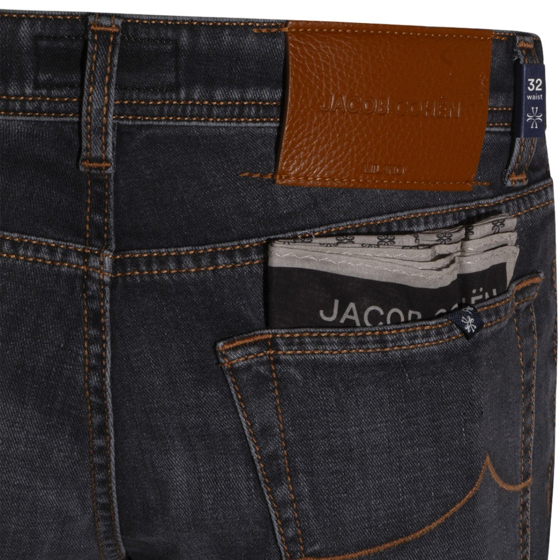 Jacob Cohen Slim Fit Black Jeans With Brown Stitching