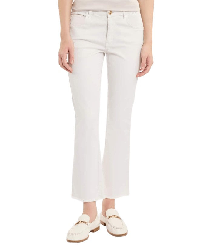 Fay White Skinny Trousers with Frayed Hem