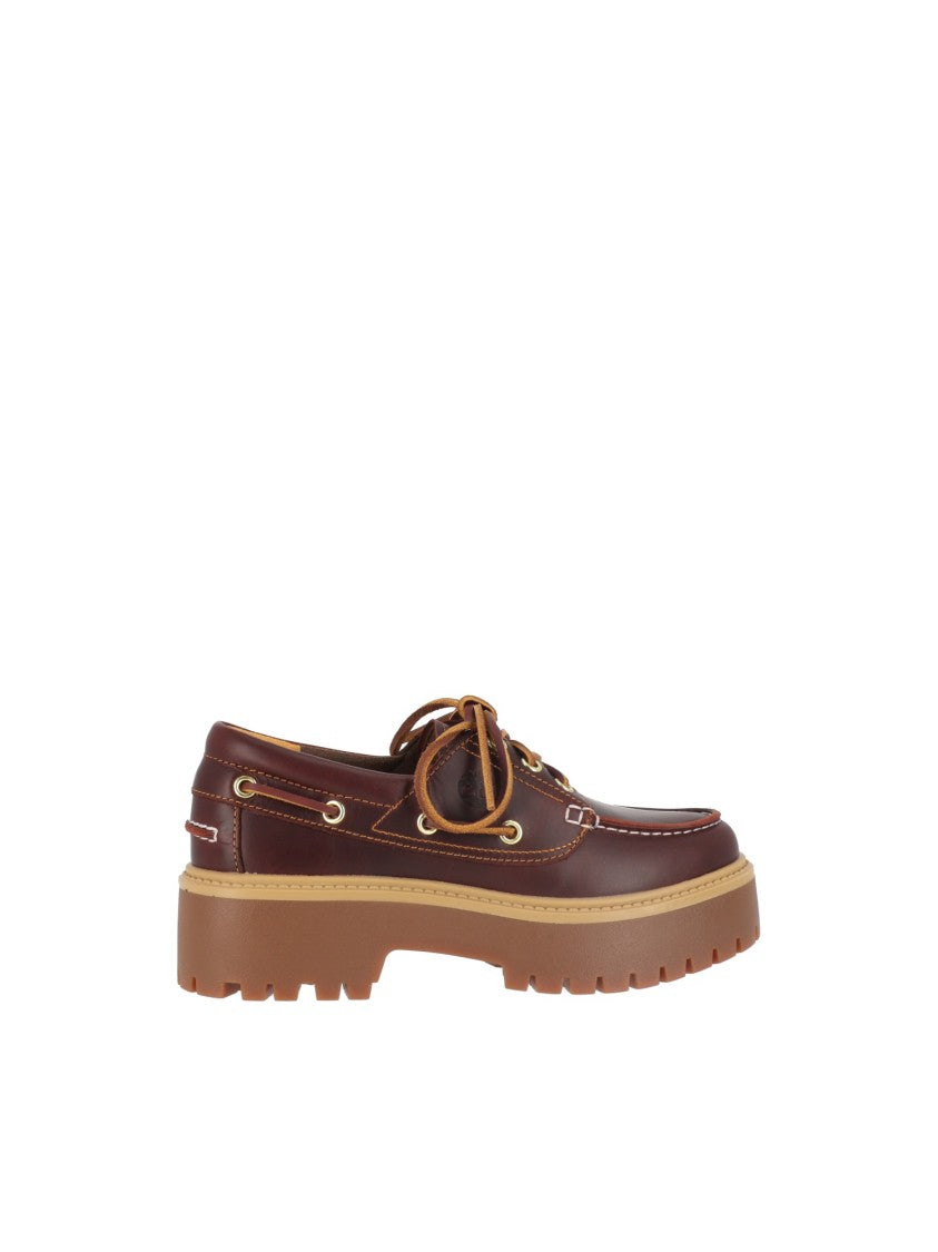 Timberland Brown Stone Street Moccasin Stitch Leather Boat Shoes