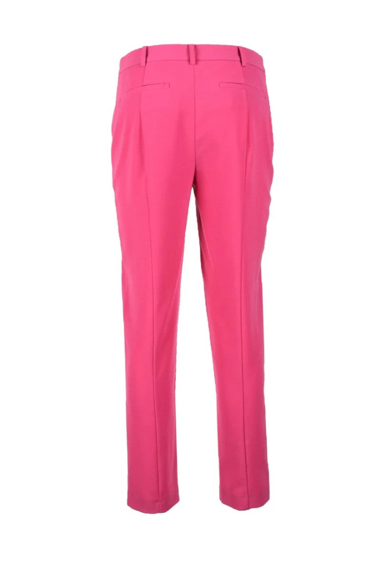 Patrizia Pepe Fuchsia Slim-Fit Stretch Trousers With Mid-Rise Waist And Cropped Length
