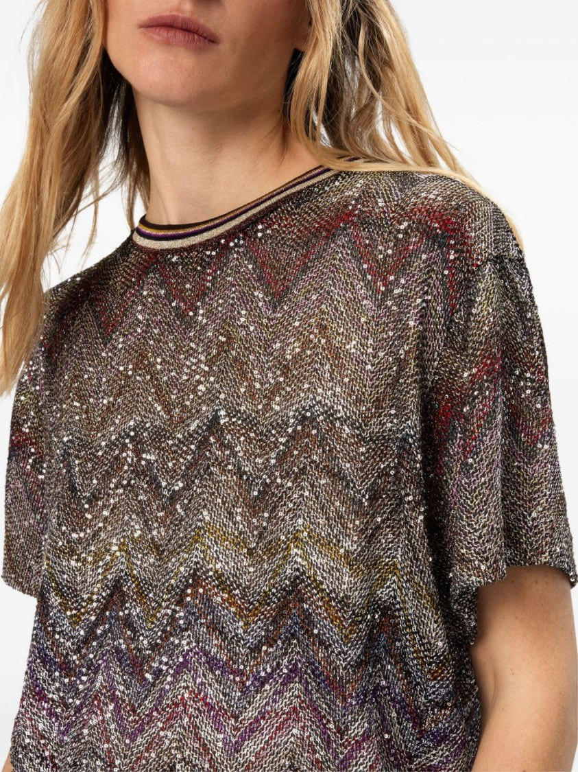 Missoni Zigzag Patterned T-Shirt With Lamé Threads