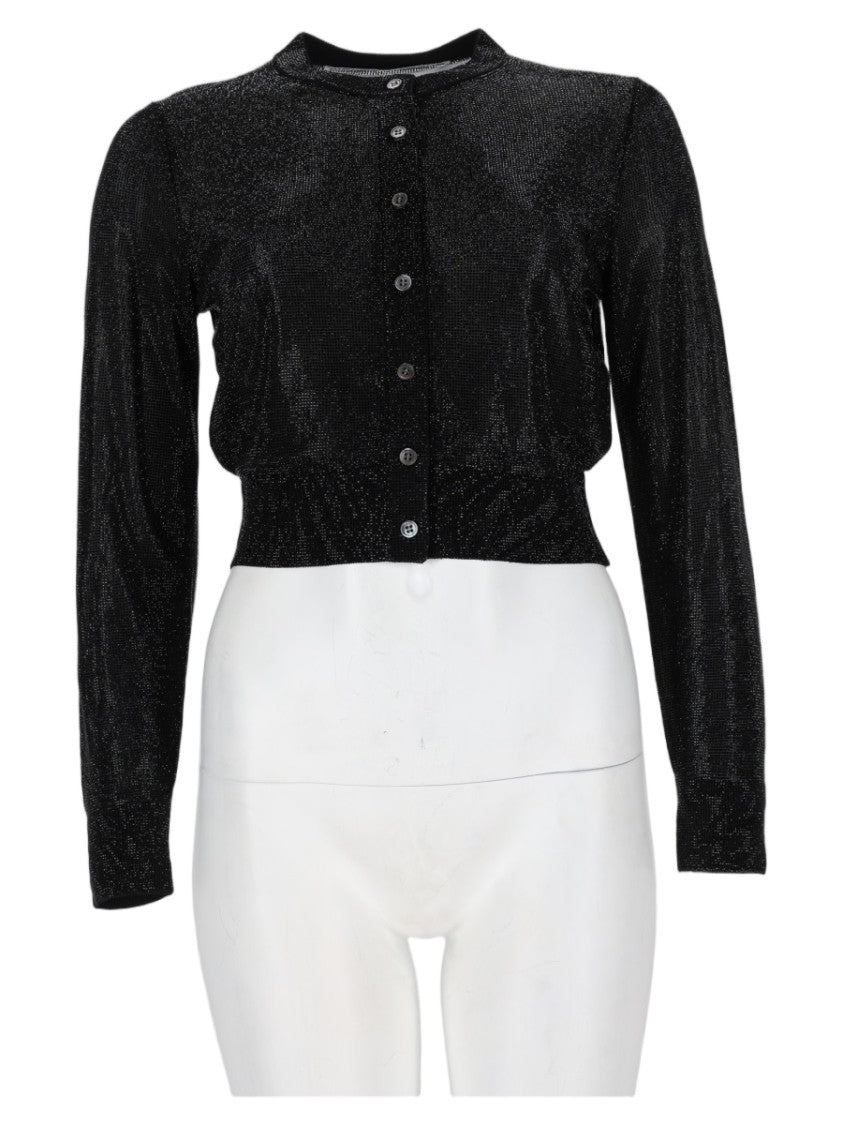 Alexander Wang Fitted Black Button-Down Sweater With Cropped Length