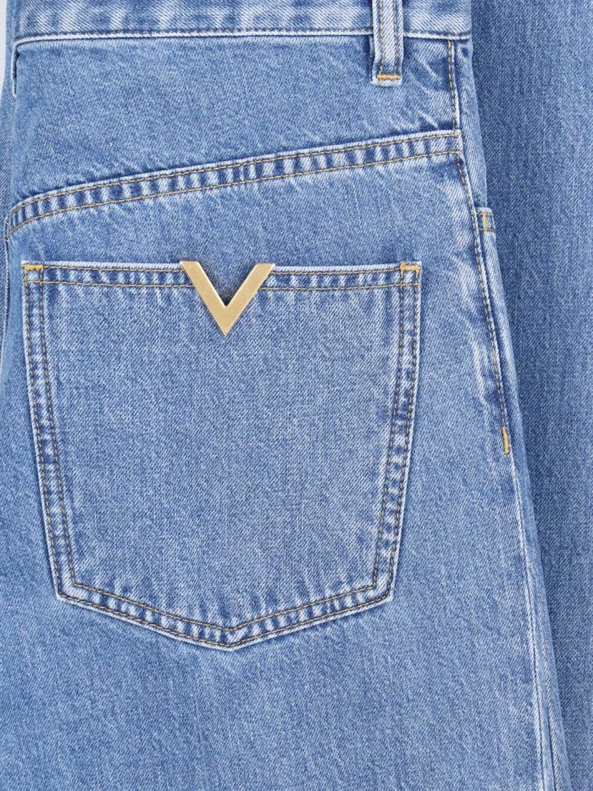 Valentino Light Blue Straight-Leg Jeans With High Waist