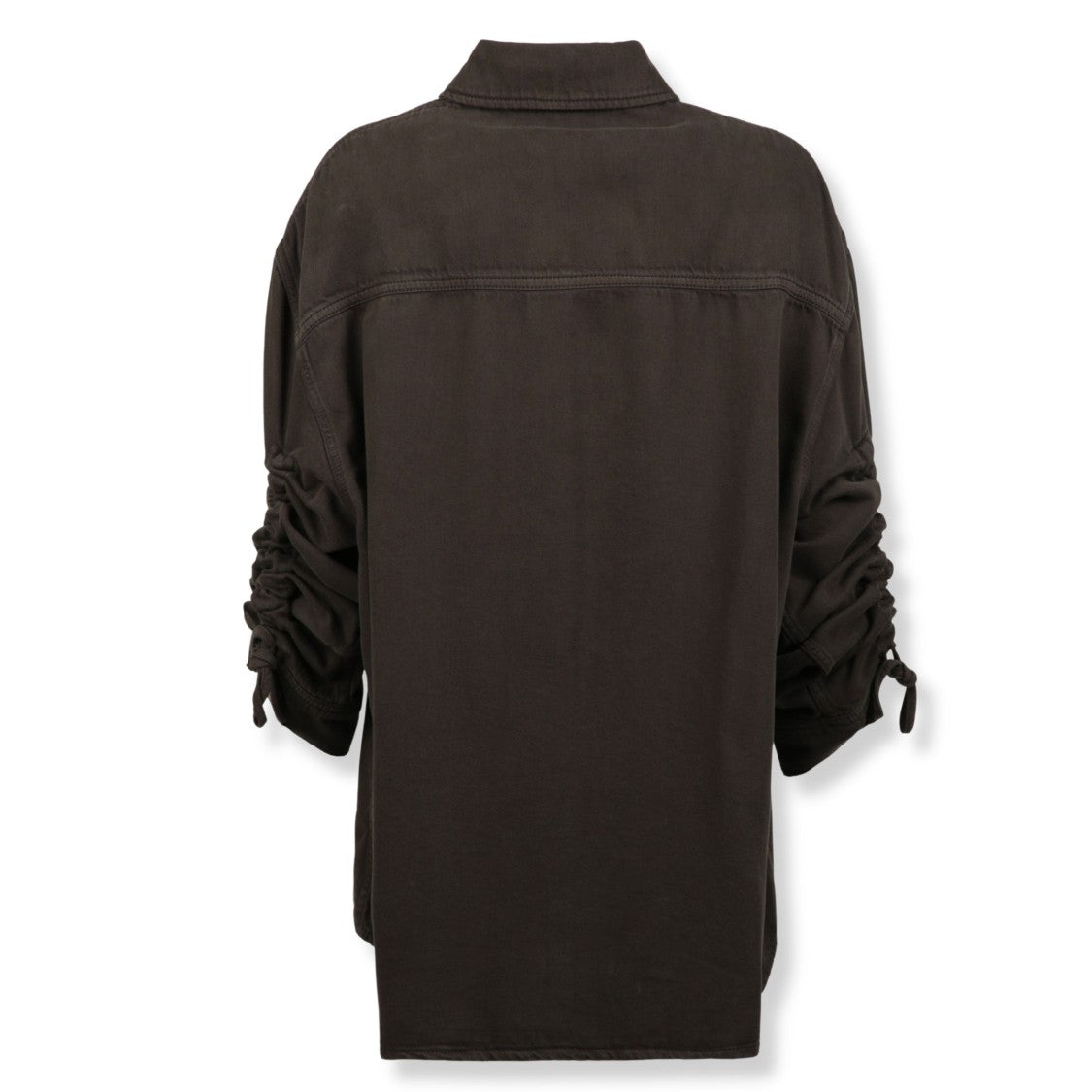 Darkpark Ruched Tencel Denim Shirt With Structured Design