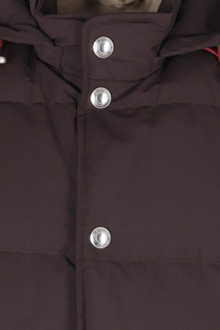 Eleventy Padded Brown Vest With Detachable Hood And Structured Silhouette